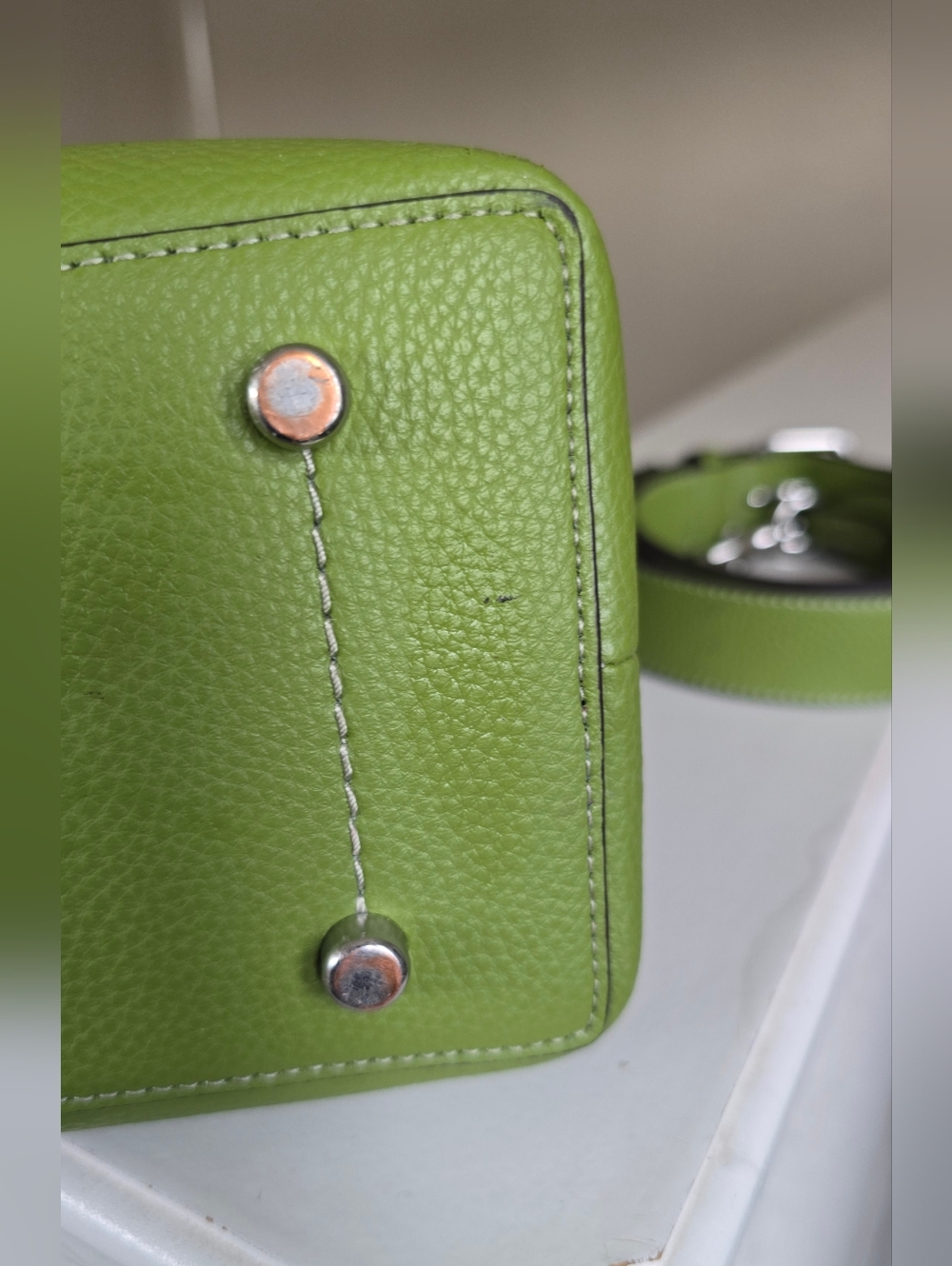 Coach Pebbled Leather Willow Dark Lime Color Shoulder Bag #C2621 - Picture 16 of 16